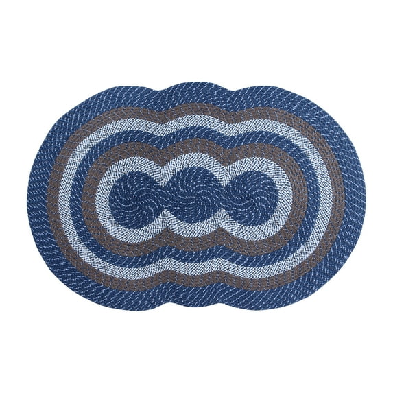 Better Trends 40" x 60" Tri-Circle Braided Rug 100% Polypropylene Durable and Stain Resistant Reversible Indoor Area Utility Rug, Country Stripe Collection - Chambray Stripe