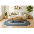 thumbnail image 1 of Better Trends 5.3' x 8.3' Oval Braided Rug 100% Polypropylene Durable and Stain Resistant Reversible Indoor Area Utility Rug, Country Stripe Collection - Chambray Stripe, 1 of 5