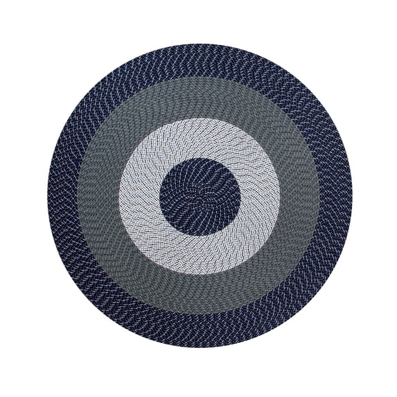 Better Trends 96" Round Braided Rug 100% Polypropylene Durable and Stain Resistant Reversible Indoor Area Utility Rug, Country Stripe Collection - Dark Blue Stripe