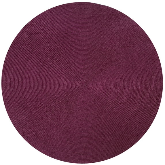 Better Trends 96" Round Braided Rug 100% Polypropylene Durable and Stain Resistant Reversible Indoor Area Utility Rug, Country Stripe Collection - Burgundy Stripe