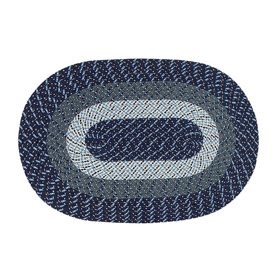 Better Trends 20" x 30" Oval Braided Rug 100% Polypropylene Durable and Stain Resistant Reversible Indoor Area Utility Rug, Country Stripe Collection - Dark Blue Stripe