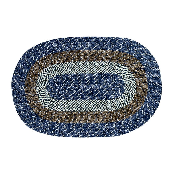 Better Trends 20" x 30" Oval Braided Rug 100% Polypropylene Durable and Stain Resistant Reversible Indoor Area Utility Rug, Country Stripe Collection - Chambray Stripe