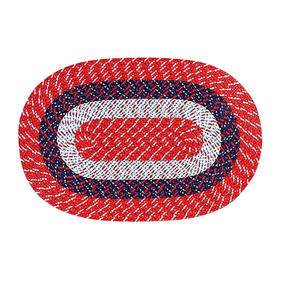 Better Trends 20" x 30" Oval Braided Rug 100% Polypropylene Durable and Stain Resistant Reversible Indoor Area Utility Rug, Country Stripe Collection - Americana Stripe
