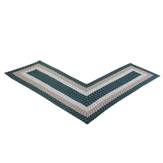 Better Trends 24"x 68"x 68" L-Shape Braided Rug 100% Polypropylene Durable and Stain Resistant Reversible Indoor Area Utility Rug, Country Stripe Collection - Hunter Stripe