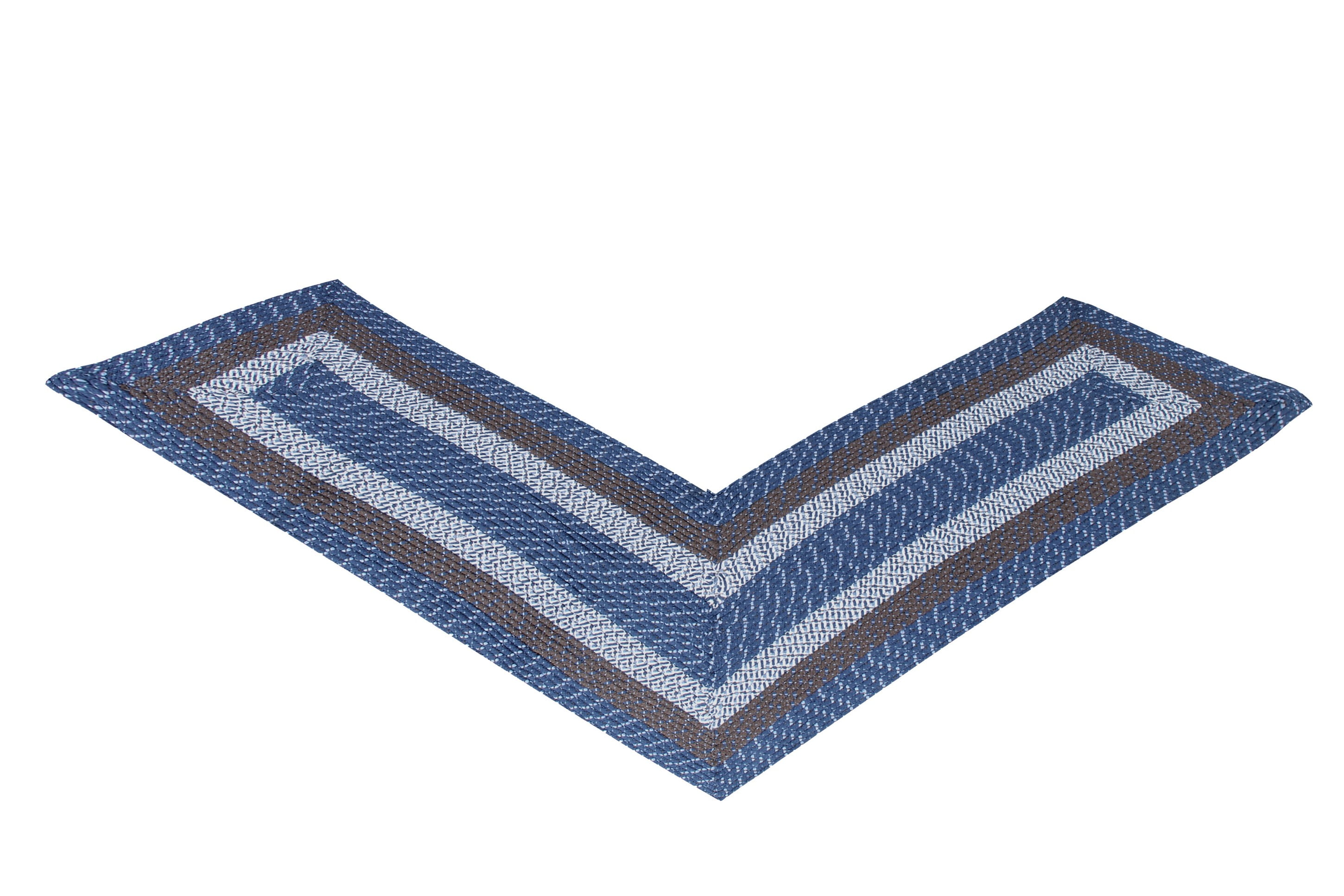 Better Trends 24"x 68"x 68" L-Shape Braided Rug 100% Polypropylene Durable and Stain Resistant Reversible Indoor Area Utility Rug, Country Stripe Collection - Chambray Stripe