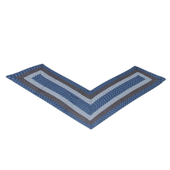Better Trends 24"x 68"x 68" L-Shape Braided Rug 100% Polypropylene Durable and Stain Resistant Reversible Indoor Area Utility Rug, Country Stripe Collection - Chambray Stripe