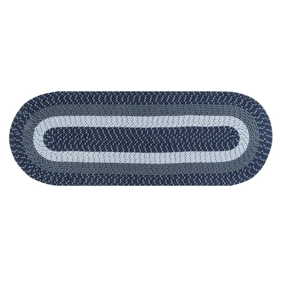 Better Trends 24" x 108" Runner Braided Rug 100% Polypropylene Durable and Stain Resistant Reversible Indoor Area Utility Rug, Country Stripe Collection - Dark Blue Stripe