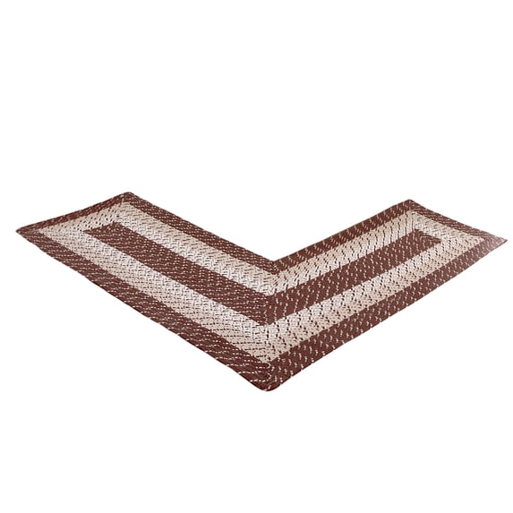 Better Trends 24"x 48"x 48" L-Shape Braided Rug 100% Polypropylene Durable and Stain Resistant Reversible Indoor Area Utility Rug, Country Stripe Collection - Brown Stripe