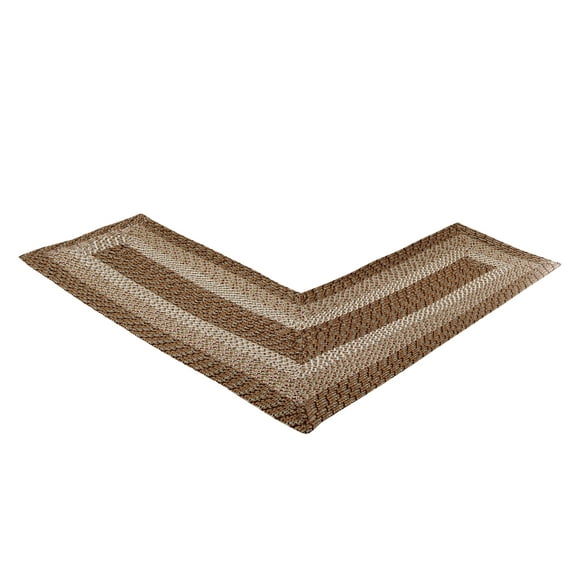 Better Trends 24"x 68"x 68" L-Shape Braided Rug 100% Polypropylene Durable and Stain Resistant Reversible Indoor Area Utility Rug, Country Stripe Collection - Straw Stripe