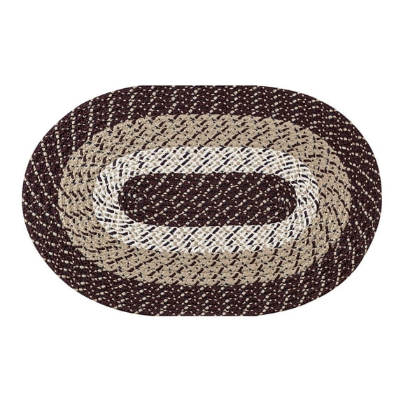 Better Trends 30" x 50" Oval Braided Rug 100% Polypropylene Durable and Stain Resistant Reversible Indoor Area Utility Rug, Country Stripe Collection - Burgundy Stripe