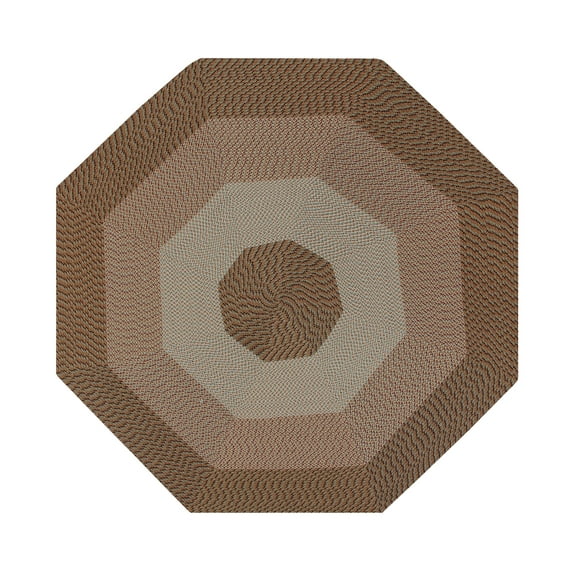 Better Trends 48" Octagonal Braided Rug 100% Polypropylene Durable and Stain Resistant Reversible Indoor Area Utility Rug, Country Stripe Collection - Straw Stripe