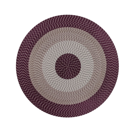 Better Trends 72" Round Braided Rug 100% Polypropylene Durable and Stain Resistant Reversible Indoor Area Utility Rug, Country Stripe Collection - Burgundy Stripe