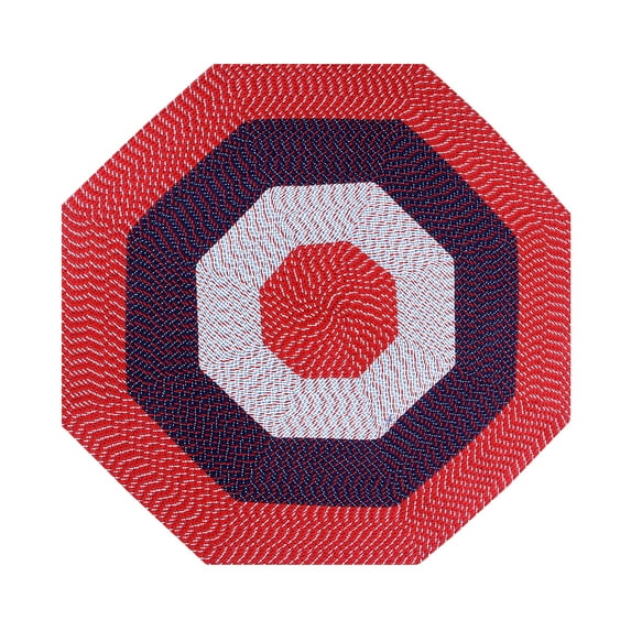Better Trends 96" Octagonal Braided Rug 100% Polypropylene Durable and Stain Resistant Reversible Indoor Area Utility Rug, Country Stripe Collection - Americana Stripe