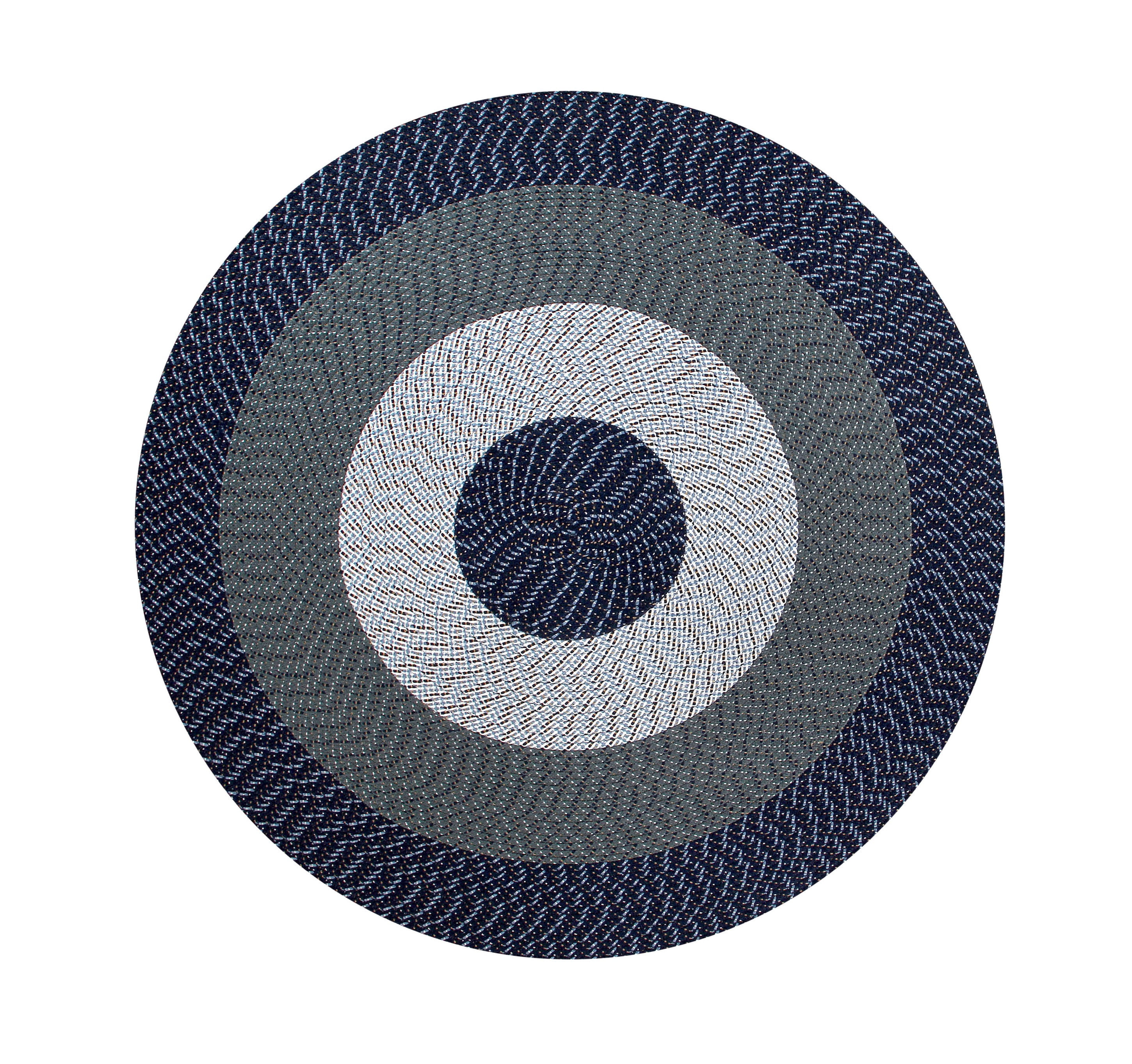 Better Trends Country Polypropylene 96" Round Braided Rug Dark Blue