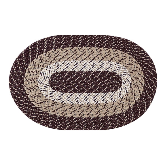 Better Trends 8' x 11' Oval Braided Rug 100% Polypropylene Durable and Stain Resistant Reversible Indoor Area Utility Rug, Country Stripe Collection - Burgundy Stripe
