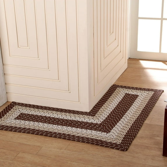 Better Trends Country Stripe Area Rug 100% Polypropylene, 24"x48"x48" L-Shape, Brown Stripe