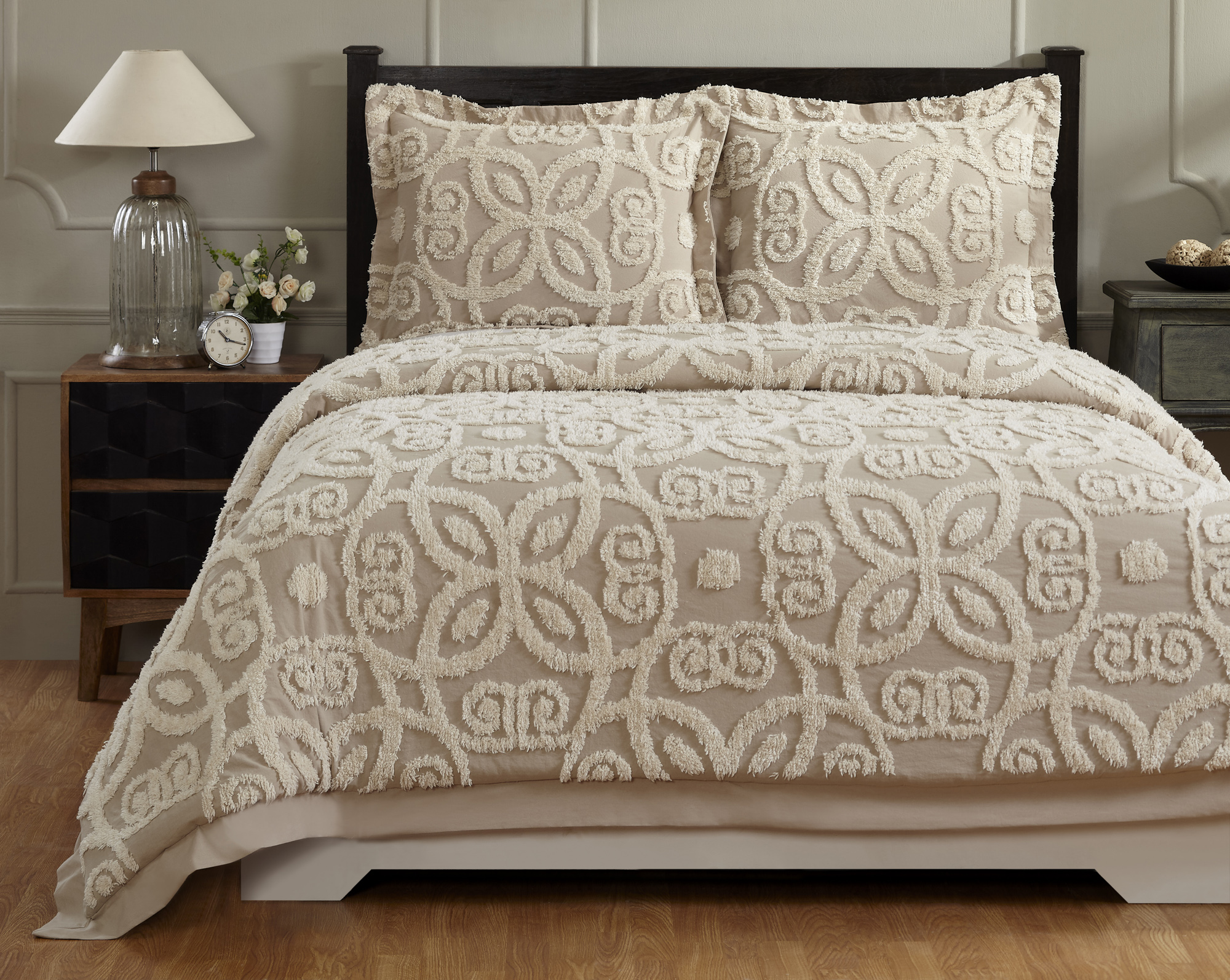 Better Trends Eden Comforter Floral 100% Cotton, Full/Queen, for Adult, Linen/Ivory - image 1 of 4