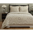 thumbnail image 1 of Better Trends Chenille Comforter Set King Size 3 Piece 100% Cotton Soft & Cozy All Season Bedding Eden Collection - Linen/Ivory, 1 of 4