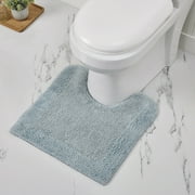 Better Trends Edge Collection Premium Toilet Rugs U Shaped Washable Non Slip, Durable Contour Bath Mat, U Shaped Bathroom Contour Rug, Toilet Mat U Shaped, Toilet Rug - Blue Bath Mat
