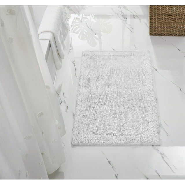 Better Trends Edge Collection Reversible Bath Mat, Luxury White Bath