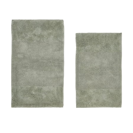 Better Trends 2 Piece Bathroom Rug Set, 100% Cotton, Extra Soft Tufted Bath Mat, Water Absorbent & Non Slip Bath Rug, (Dark Sage) Granada Collection