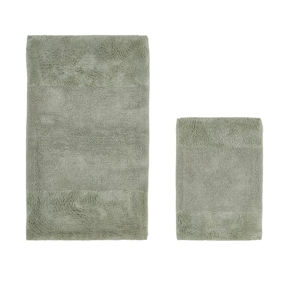 Better Trends 2 Piece Bathroom Rug Set, 100% Cotton, Extra Soft Tufted Bath Mat, Water Absorbent & Non Slip Bath Rug, (Dark Sage) Granada Collection