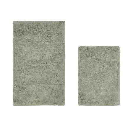 Better Trends 2 Piece Bathroom Rug Set, 100% Cotton, Extra Soft Tufted Bath Mat, Water Absorbent & Non Slip Bath Rug, (Dark Sage) Granada Collection