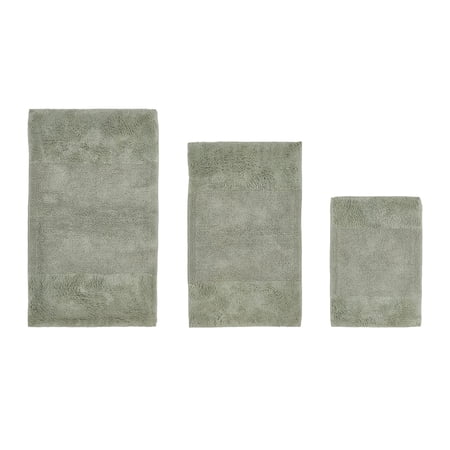 Better Trends 3 Piece Bathroom Rug Set, 100% Cotton, Extra Soft Tufted Bath Mat, Water Absorbent & Non Slip Bath Rug, (Dark Sage) Granada Collection
