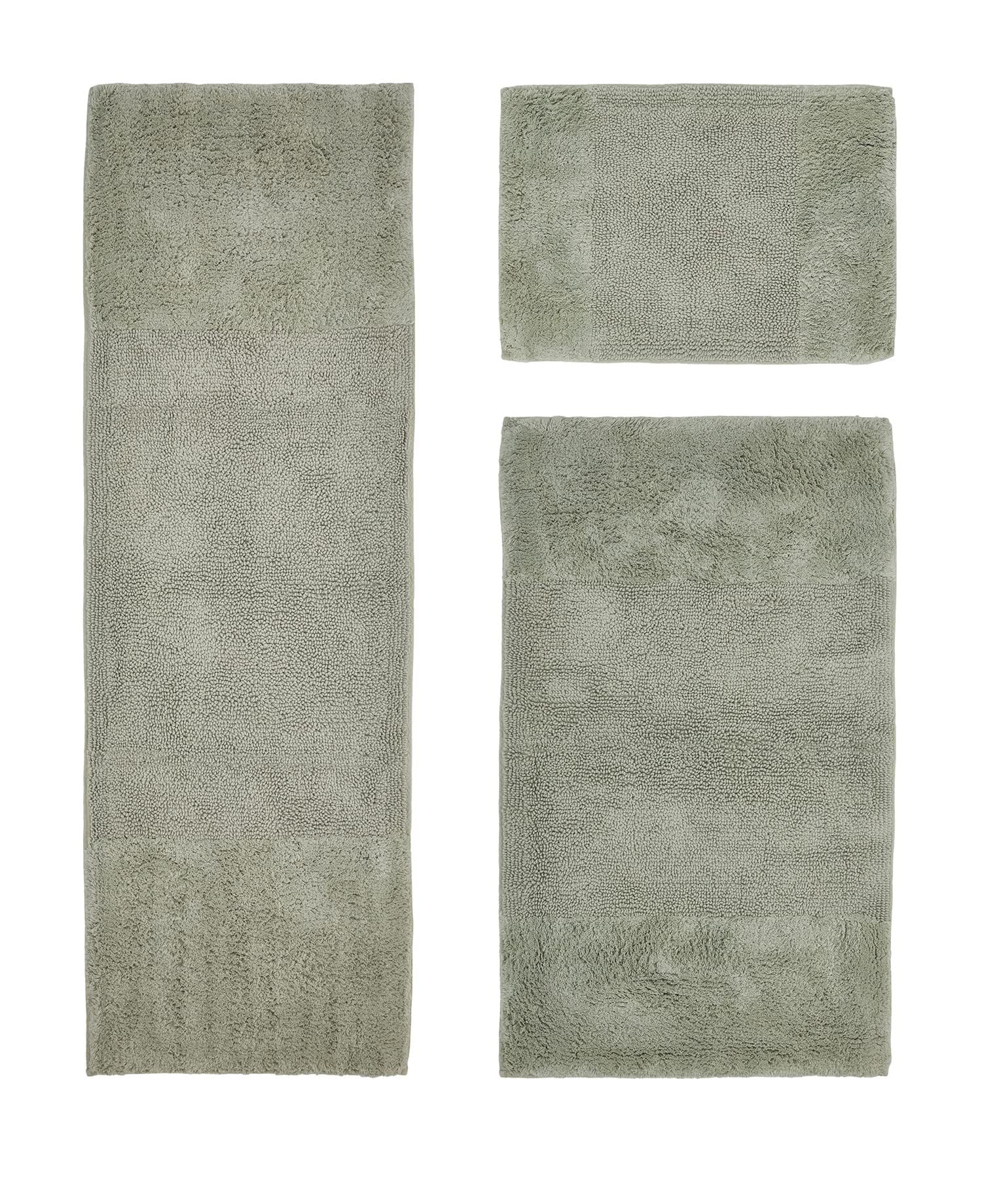 Better Trends 3 Piece Bathroom Rug Set, 100% Cotton, Extra Soft Tufted Bath Mat, Water Absorbent & Non Slip Bath Rug, (Dark Sage) Granada Collection