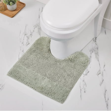 Better Trends 4 Piece Bathroom Rug Set, 100% Cotton, Extra Soft Tufted Bath Mat, Water Absorbent & Non Slip Bath Rug, (Dark Sage) Granada Collection