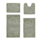 Better Trends Granada Collection 100% Cotton Tufted 4 Piece Bath Mat Rug Set - Sage