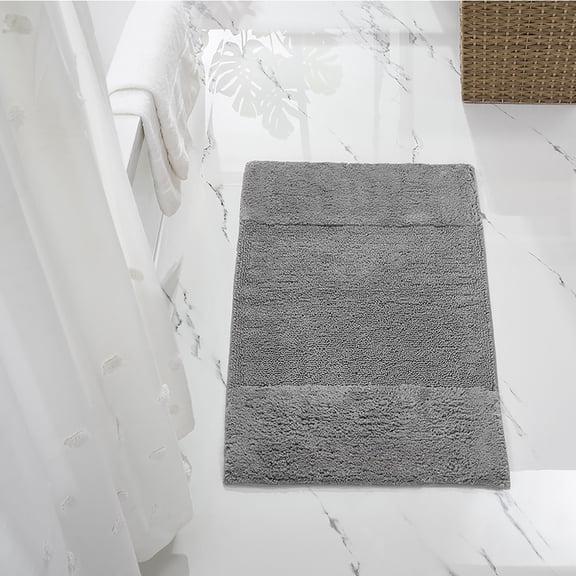 Better Trends 24" x 40" Bathroom Rug 100% Cotton, Soft Tufted Bath Mat, Water Absorbent & Spray Latex Backing Bathroom Rug (Gray) Granada Collection