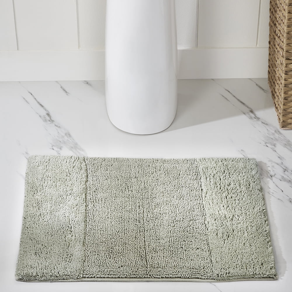 Granada Dark Sage Cotton Tufted Non-Slip Rectangle Bath Rug