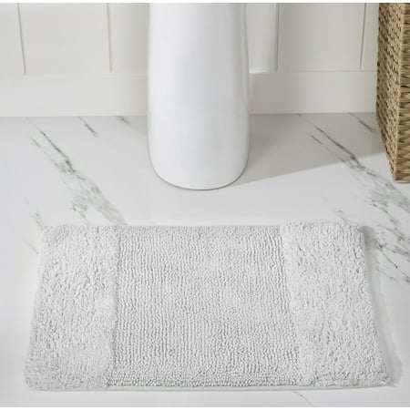 Better Trends 17" x 24" Bathroom Rug 100% Cotton Bath Rug Water Absorbent & Spray Latex Backing Bath Mat (White) Granada Collection