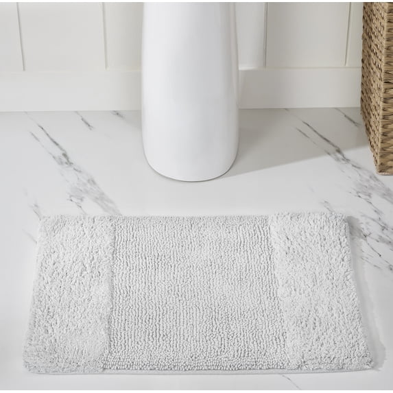 Better Trends 17" x 24" Bathroom Rug 100% Cotton Bath Rug Water Absorbent & Spray Latex Backing Bath Mat (White) Granada Collection