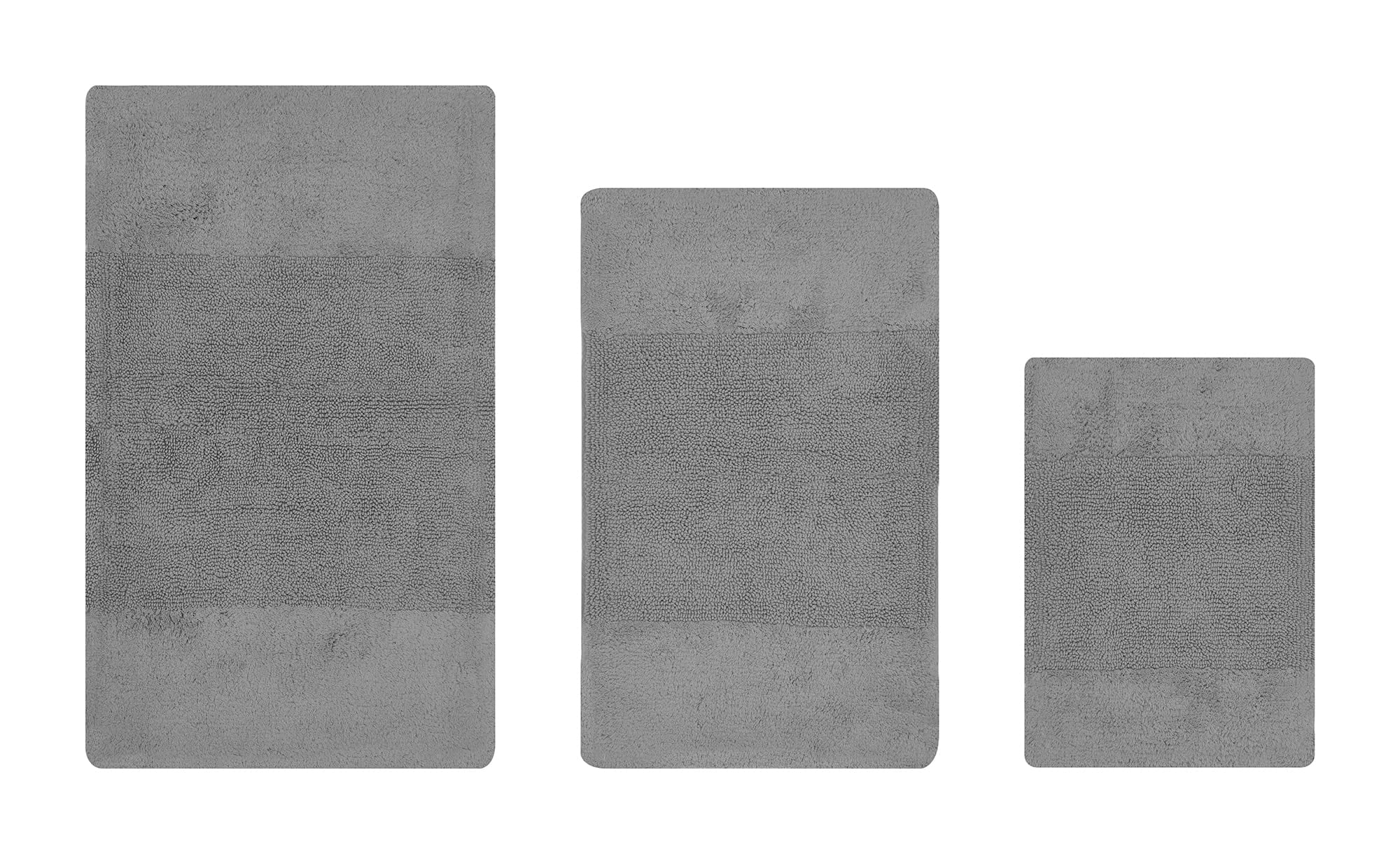 Better Trends 3 Piece Bathroom Rug Set, 100% Cotton, Extra Soft Tufted Bath Mat, Water Absorbent & Non Slip Bath Rug, (Gray) Granada Collection