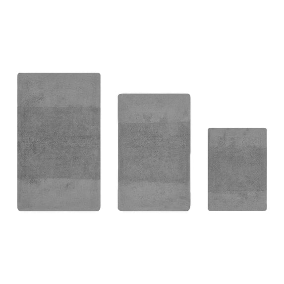 Better Trends 3 Piece Bathroom Rug Set, 100% Cotton, Extra Soft Tufted Bath Mat, Water Absorbent & Non Slip Bath Rug, (Gray) Granada Collection