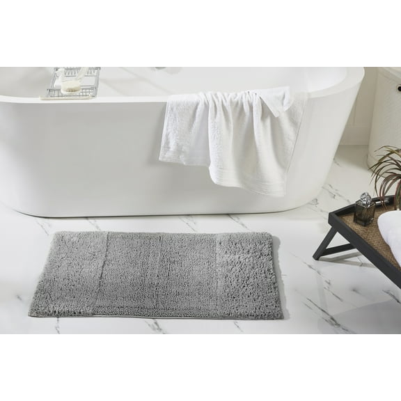 Better Trends 4 Piece Bathroom Rug Set, 100% Cotton, Extra Soft Tufted Bath Mat, Water Absorbent & Non Slip Bath Rug, (Gray) Granada Collection