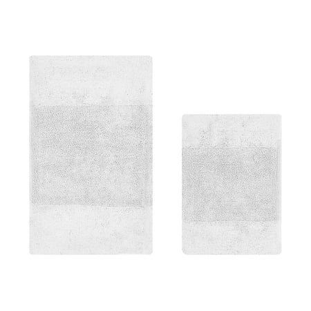 Better Trends 2 Piece Bathroom Rug Set, 100% Cotton, Extra Soft Tufted Bath Mat, Water Absorbent & Non Slip Bath Rug, (White) Granada Collection