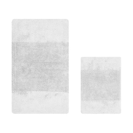 Better Trends 2 Piece Bathroom Rug Set, 100% Cotton, Extra Soft Tufted Bath Mat, Water Absorbent & Non Slip Bath Rug, (White) Granada Collection