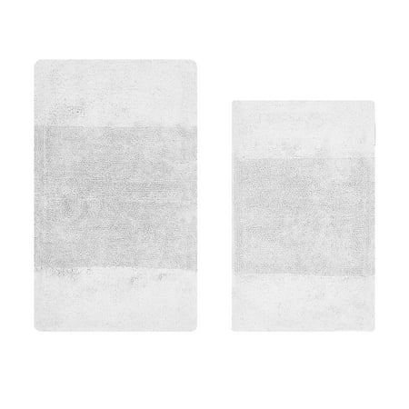 Better Trends 2 Piece Bathroom Rug Set, 100% Cotton, Extra Soft Tufted Bath Mat, Water Absorbent & Non Slip Bath Rug, (White) Granada Collection