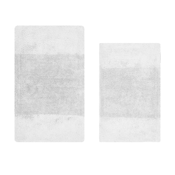 Better Trends 2 Piece Bathroom Rug Set, 100% Cotton, Extra Soft Tufted Bath Mat, Water Absorbent & Non Slip Bath Rug, (White) Granada Collection