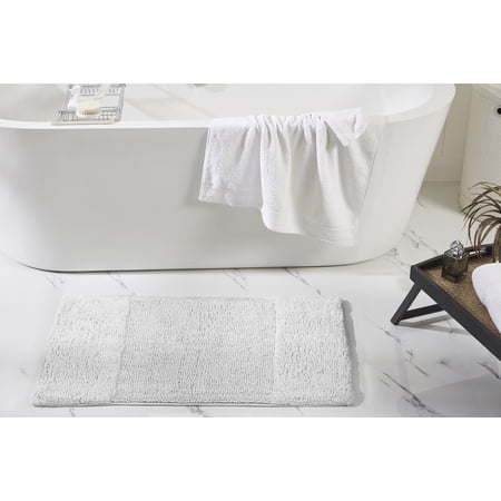 Better Trends 4 Piece Bathroom Rug Set, 100% Cotton, Extra Soft Tufted Bath Mat, Water Absorbent & Non Slip Bath Rug, (White) Granada Collection