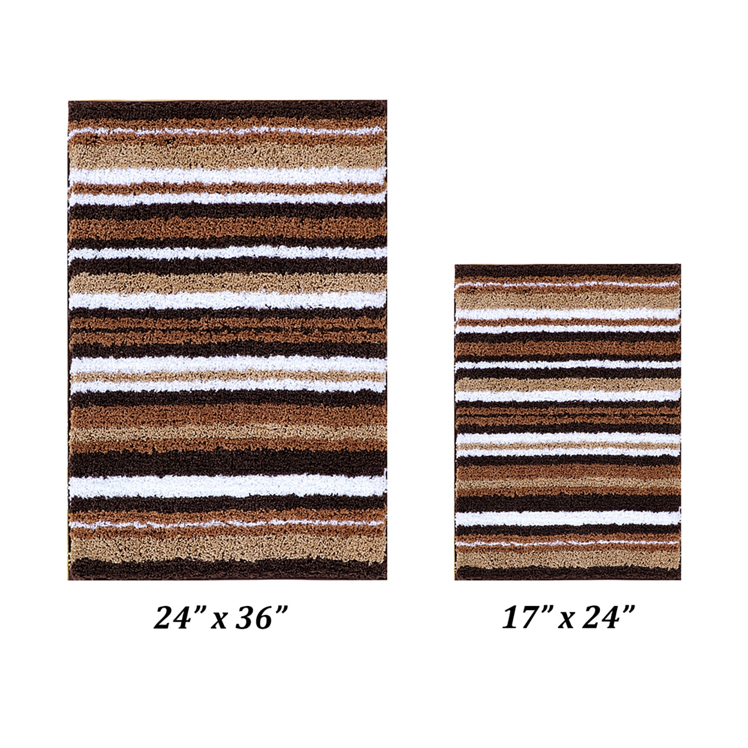 Griffie Café Brown and White Polyester Tufted Bath Rug Set