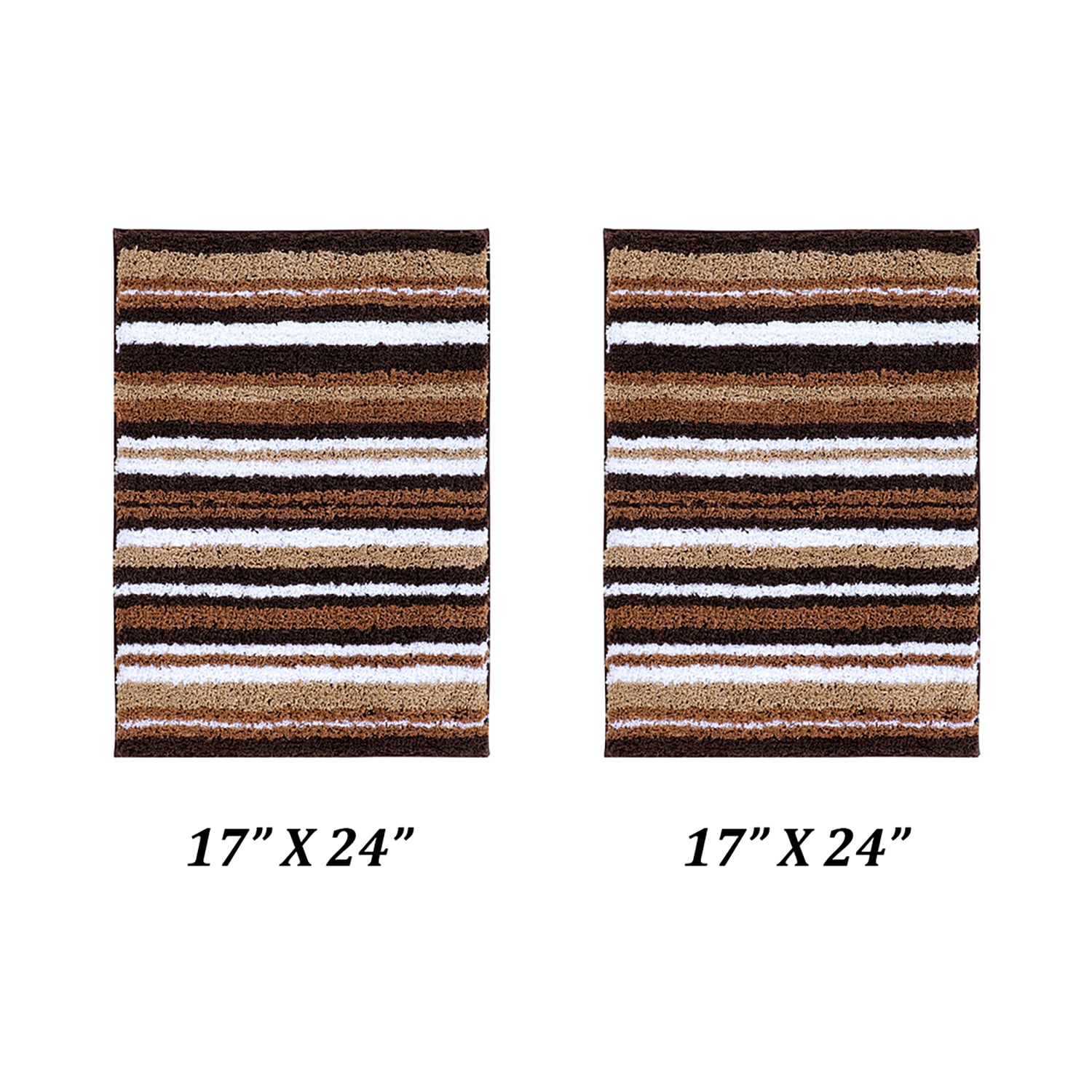 Better Trends 2 Piece Bathroom Rug Set 100% Polyester Soft Water Absorbent Non Slip Bath Mat Machine Washable Rug Griffie Collection - Brown