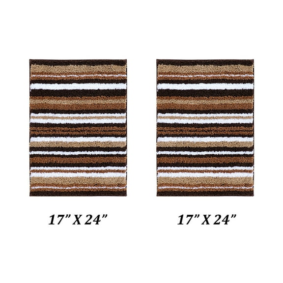 Better Trends 2 Piece Bathroom Rug Set 100% Polyester Soft Water Absorbent Non Slip Bath Mat Machine Washable Rug Griffie Collection - Brown