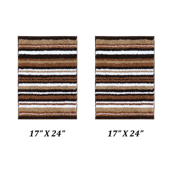 Better Trends 2 Piece Bathroom Rug Set 100% Polyester Soft Water Absorbent Non Slip Bath Mat Machine Washable Rug Griffie Collection - Brown