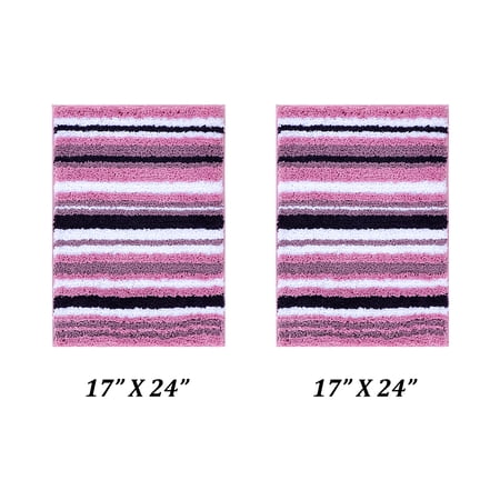 Better Trends 2 Piece Bathroom Rug Set 100% Polyester Soft Water Absorbent Non Slip Bath Mat Machine Washable Rug Griffie Collection - Purple