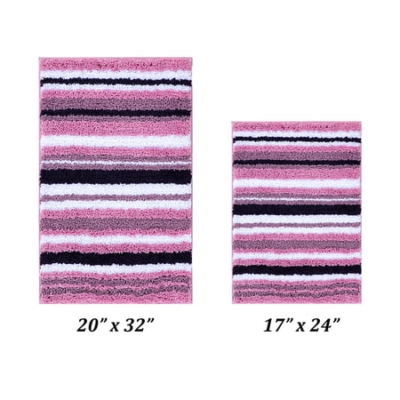 Better Trends 2 Piece Bathroom Rug Set 100% Polyester Soft Water Absorbent Non Slip Bath Mat Machine Washable Rug Griffie Collection - Purple