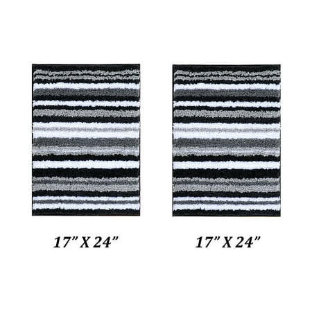 Better Trends 2 Piece Bathroom Rug Set 100% Polyester Soft Water Absorbent Non Slip Bath Mat Machine Washable Rug Griffie Collection - Gray